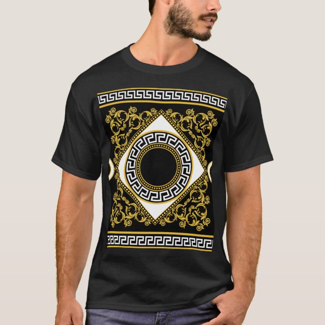 Camiseta Barroco dorado: Frontera negra griega (Anverso)