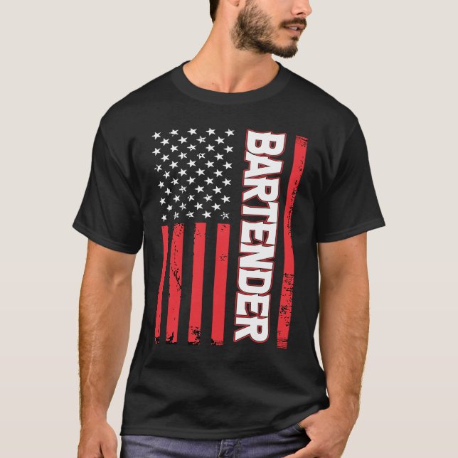 Camiseta Bartender Bandera Americana (Anverso)
