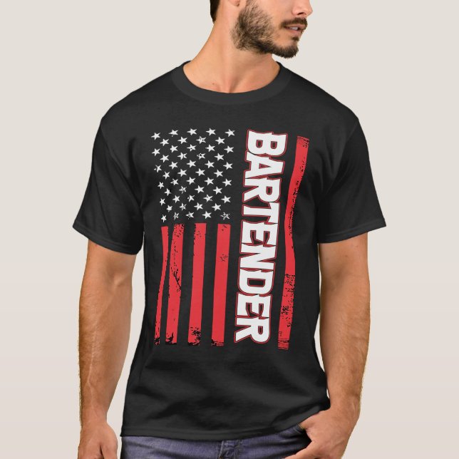 Camiseta Bartender Bandera Americana (Anverso)