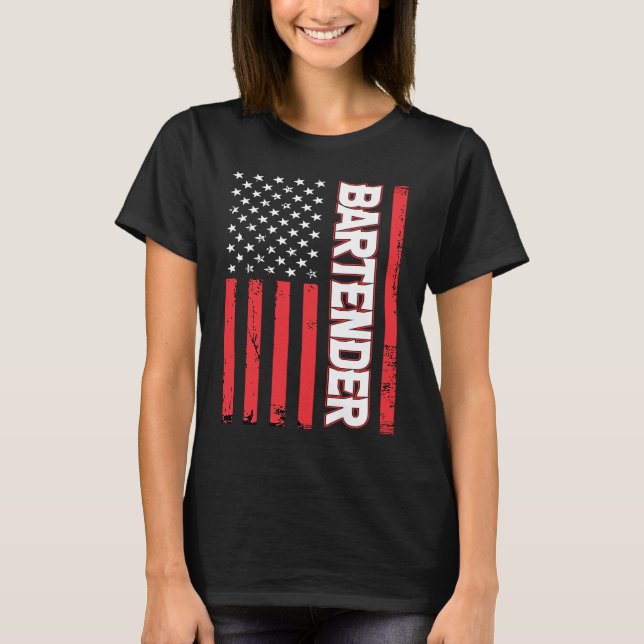 Camiseta Bartender Bandera Americana (Anverso)