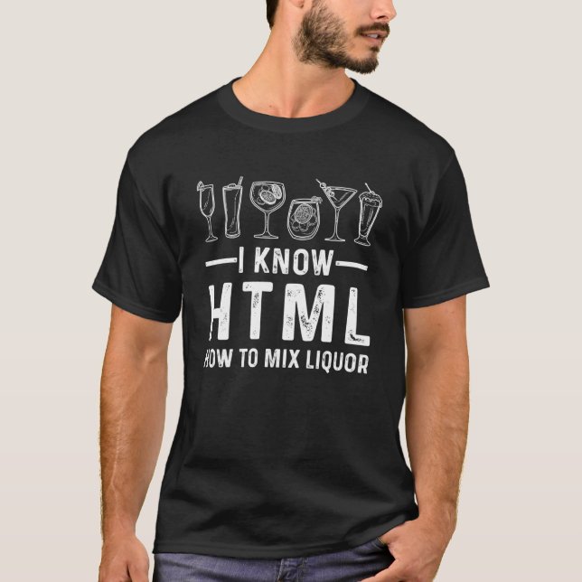 Camiseta Bartender Conozco HTML Cómo Mezclar Bartending de  (Anverso)