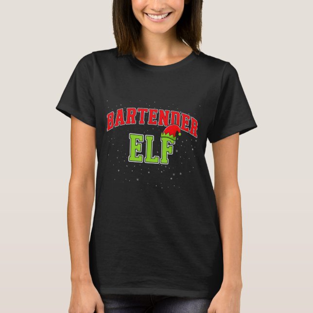 Camiseta Bartender Elf Christmas Family Matching Group Xmas (Anverso)