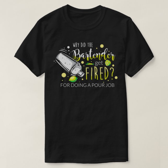 Camiseta Bartender Fiesta Cocktail Shaker Pun 12 (Diseño del anverso)