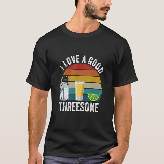 Camiseta Bartender I Love A Good Threesome Drinking Bartend (Anverso)