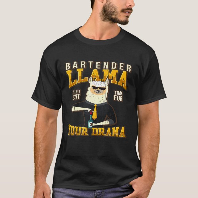 Camiseta Bartender Llama Lover Divertido Dice Bartending (Anverso)