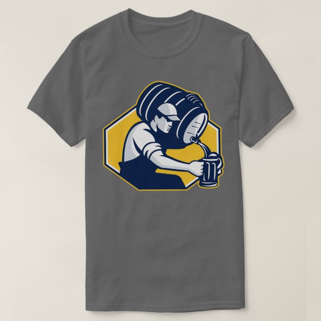 Camiseta Bartender Pouring Keg Barrel Beer Retro (Diseño del anverso)