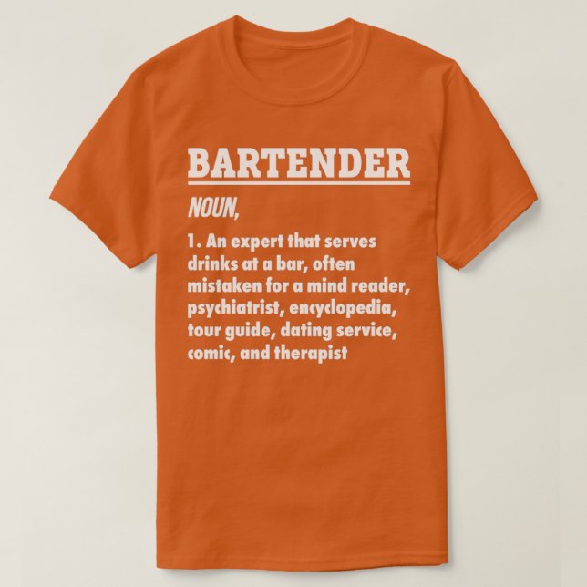 Camiseta Bartender regalo profesional Bartender Shirt Barte (Diseño del anverso)
