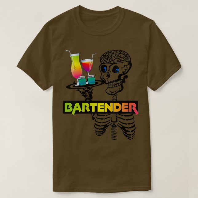 Camiseta Bartender Skeleton para mujeres barman Halloween V (Diseño del anverso)