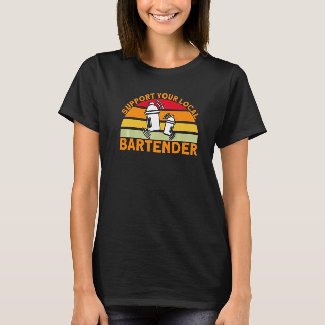 Camiseta Bartender Soporta A Su Bartender Premium Local (Anverso)