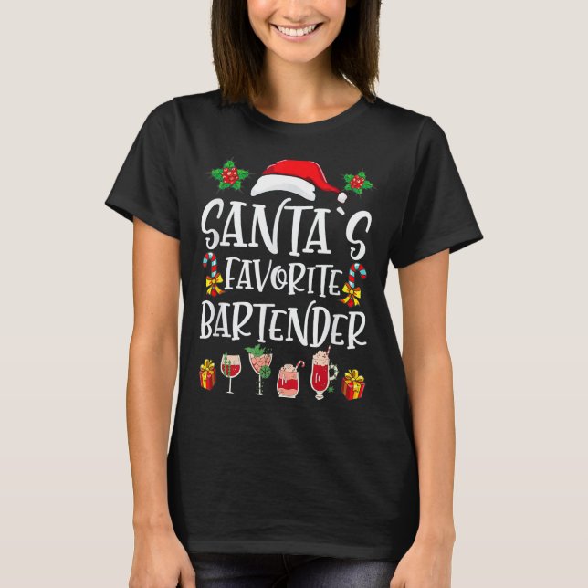 Camiseta Bartender Xmas Gift Santa's Favorite Bartender Chr (Anverso)