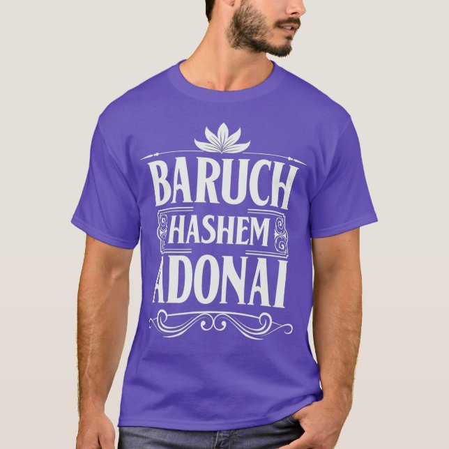 Camiseta Baruch Hashem Adonai Hebrew Christian Blessing (Anverso)