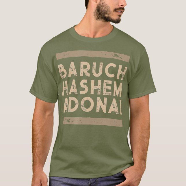 Camiseta Baruch Hashem Adonai Hebrew Messianic Christian (Anverso)