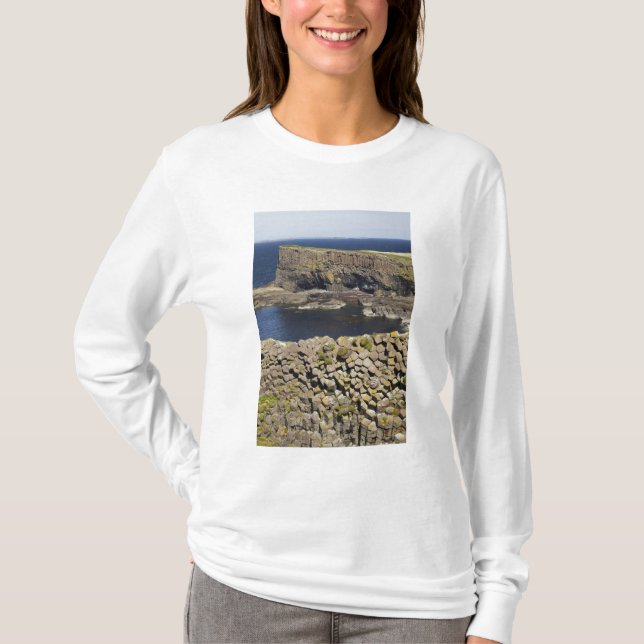 Camiseta basalto poligonal, Staffa, frente a la isla de Mul (Anverso)