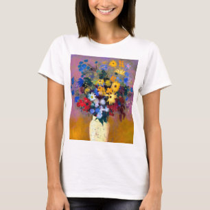 Camiseta Base blanca con flores Odilon Redon
