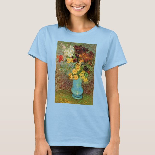 Camiseta Base con daisies y anémonas de Vincent van Gogh (Anverso)