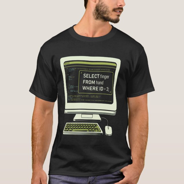 Camiseta Base de datos divertida consulta SQL código de com (Anverso)