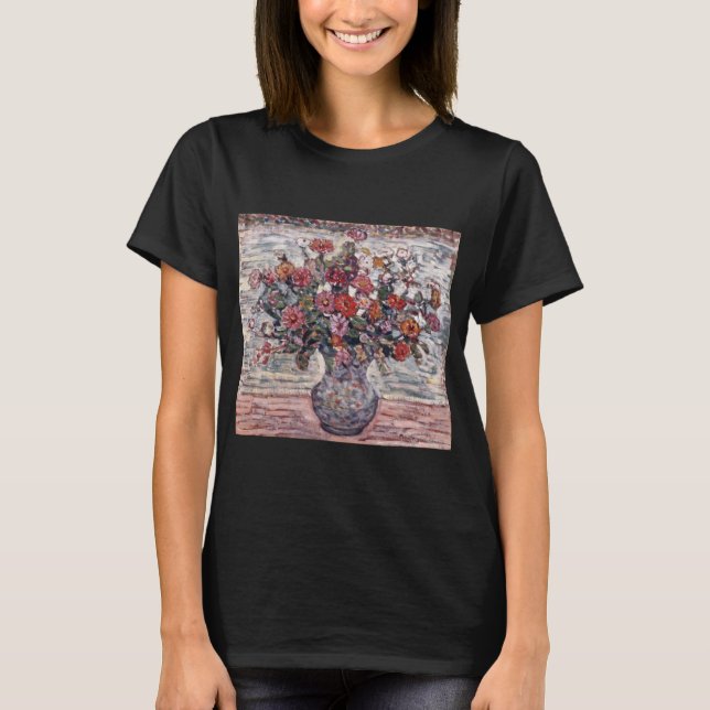 Camiseta Base de flores, Zinnias de Maurice Prendergast (Anverso)