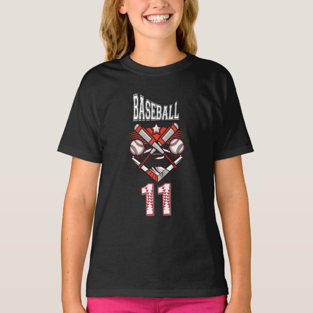 Camiseta Baseball 11 Logo – Crossed Bats and Baseball  (Anverso)