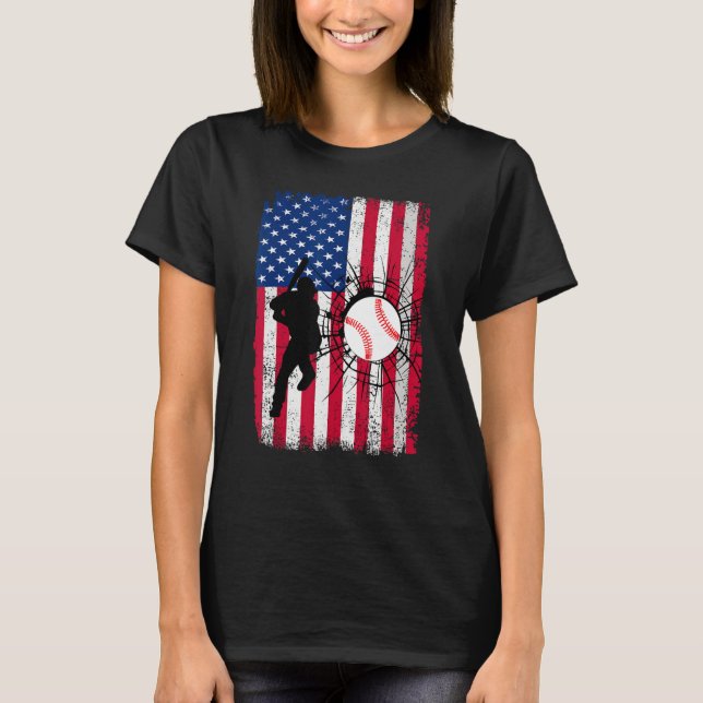Camiseta Baseball 4th Of July American Flag Patriotic Baseb (Anverso)
