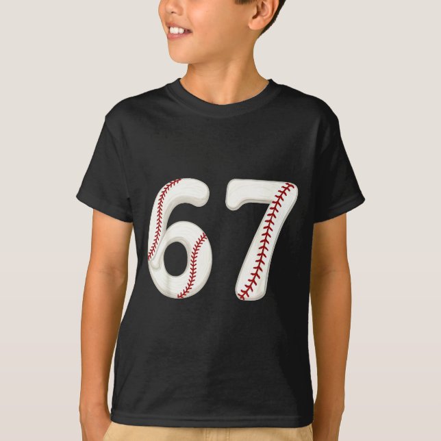 Camiseta Baseball 67 Number Funny Six Seven Gen Alpha Meme  (Anverso)