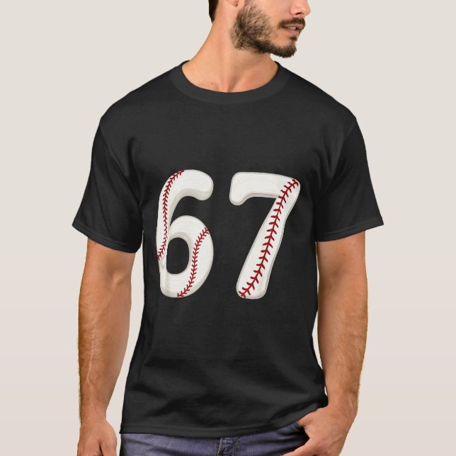Camiseta Baseball 67 Number Funny Six Seven Gen Alpha Meme  (Anverso)