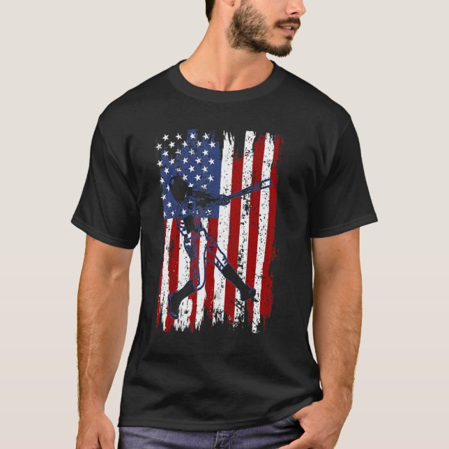 Camiseta Baseball American Flag Patriotic Catcher 4th Of Ju (Anverso)
