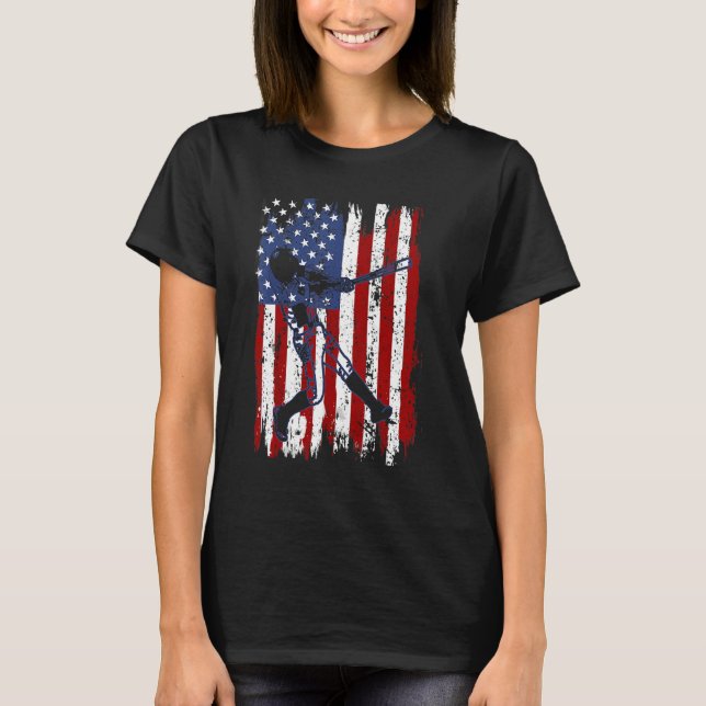 Camiseta Baseball American Flag Patriotic Catcher 4th Of Ju (Anverso)