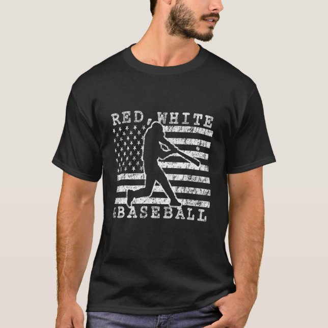 Camiseta Baseball American Flag Red White and Baseball Quot (Anverso)