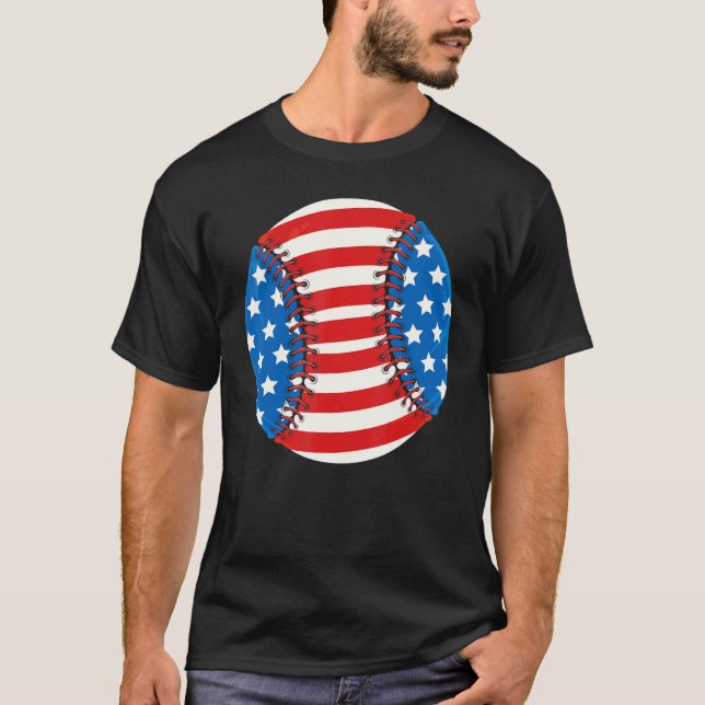 Camiseta Baseball American USA flag Patriotic Retro Basebal (Anverso)