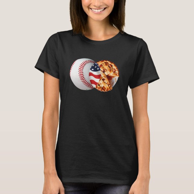 Camiseta Baseball Apple Pie American Flag July 4th USA Men  (Anverso)