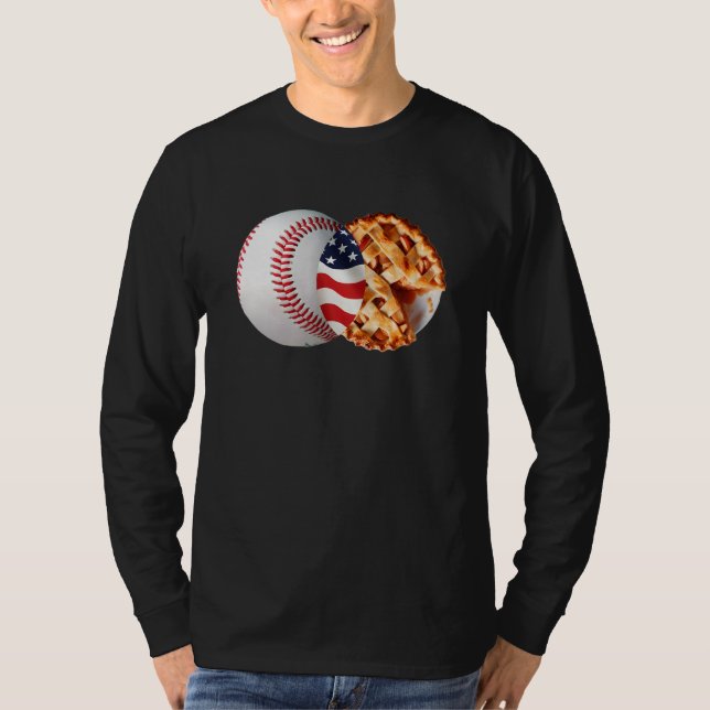 Camiseta Baseball Apple Pie American Flag July 4th USA Men  (Anverso)