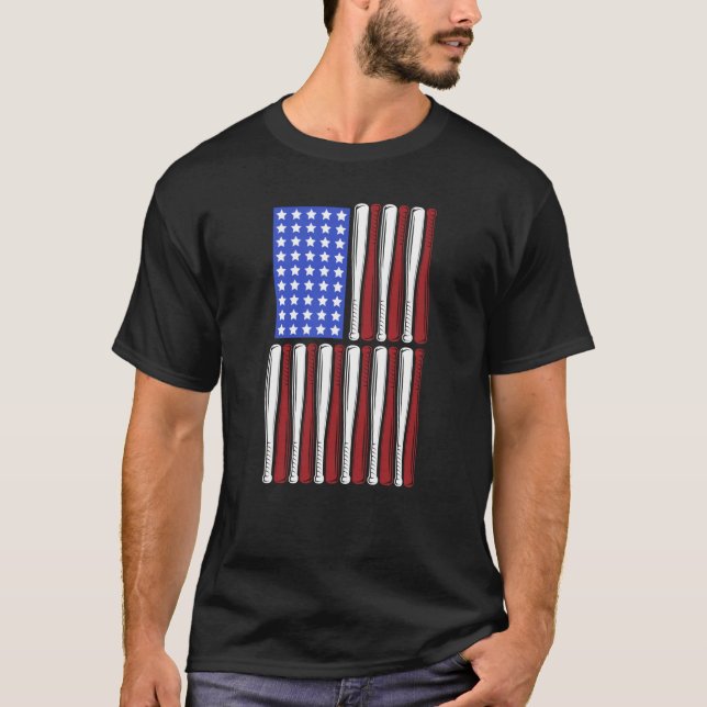 Camiseta Baseball Bata USA Patriotic American Flag Player C (Anverso)