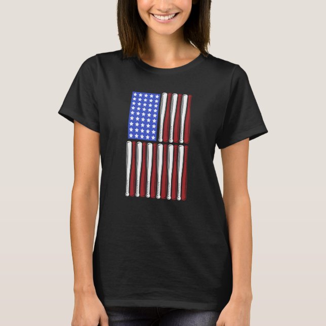 Camiseta Baseball Bata USA Patriotic American Flag Player C (Anverso)