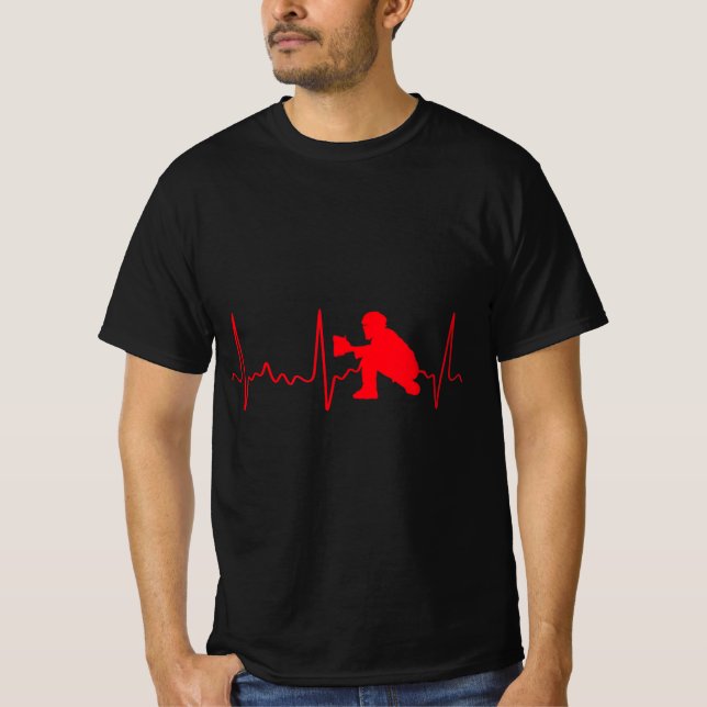 Camiseta Baseball Catcher  - Red Baseball Catcher Heartbeat (Anverso)