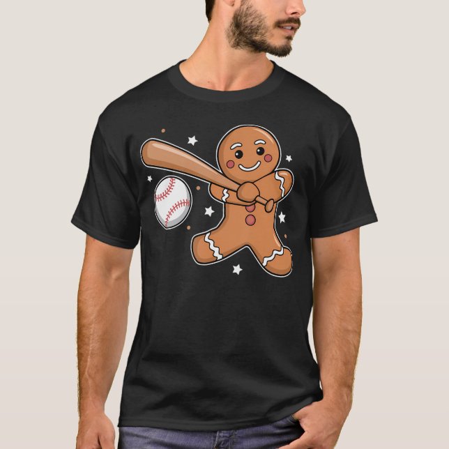 Camiseta Baseball Christmas Gingerbread Man Baseball Xmas F (Anverso)