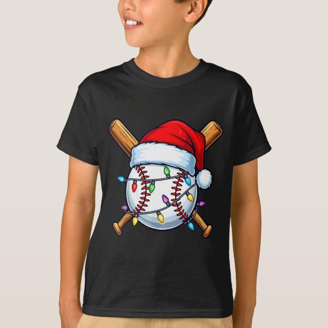Camiseta Baseball Christmas Lights Santa Christmas Baseball (Anverso)