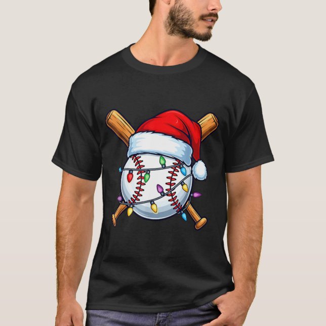 Camiseta Baseball Christmas Lights Santa Christmas Baseball (Anverso)