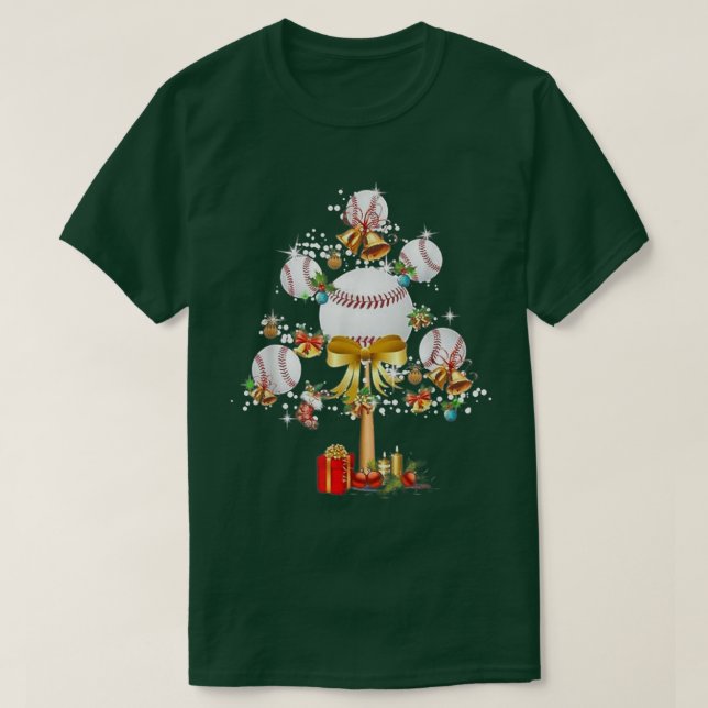 Camiseta Baseball Christmas Lights Tree Balls Xmas Snow  (Diseño del anverso)