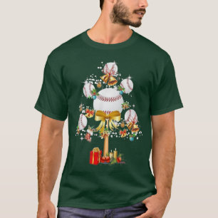 Camiseta Baseball Christmas Lights Tree Balls Xmas Snow