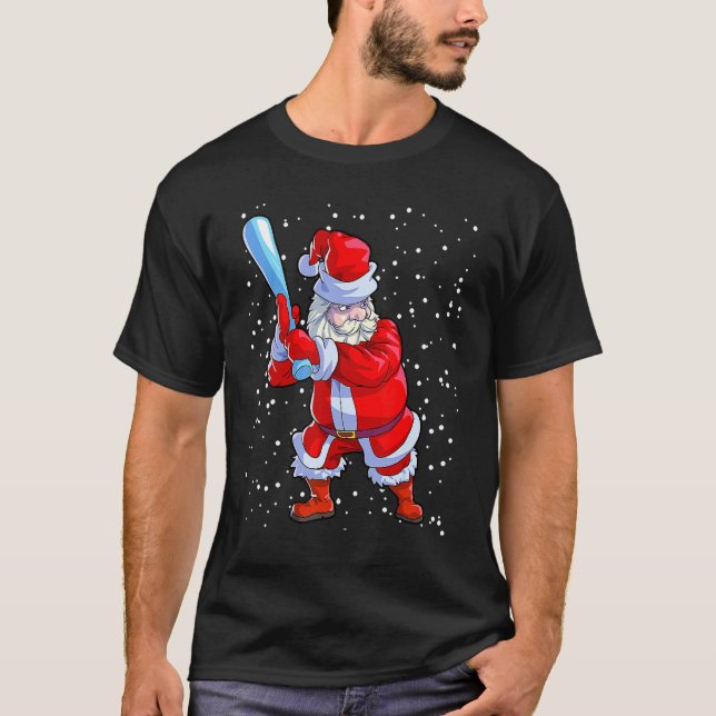 Camiseta Baseball Christmas  Men Boys Softball Santa Claus (Anverso)