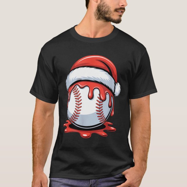 Camiseta Baseball Christmas Santa Hat Dripng Festive Holida (Anverso)