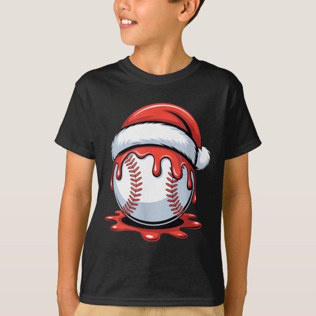 Camiseta Baseball Christmas Santa Hat Dripng Festive Holida (Anverso)