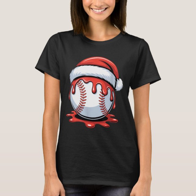Camiseta Baseball Christmas Santa Hat Dripng Festive Holida (Anverso)