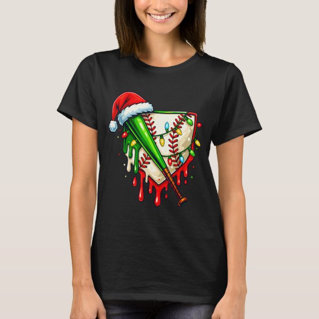 Camiseta Baseball Christmas Santa Hat Dripng Ice Cream Xmas (Anverso)