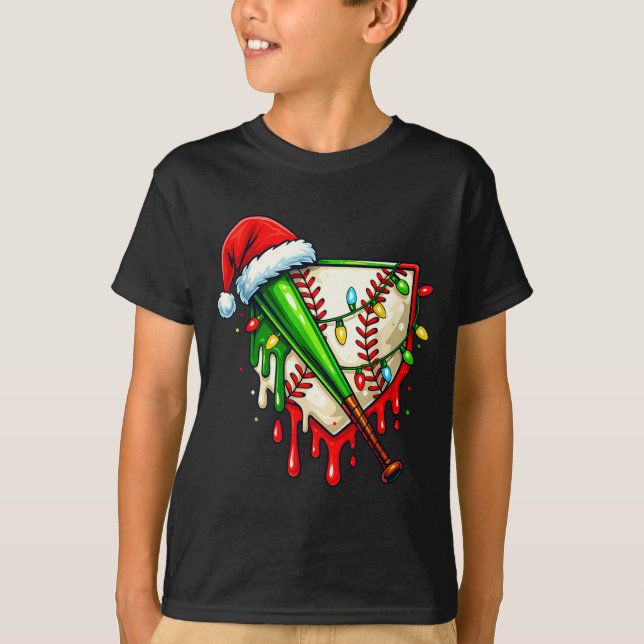 Camiseta Baseball Christmas Santa Hat Dripng Ice Cream Xmas (Anverso)
