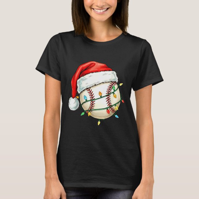 Camiseta Baseball Christmas Shirt Funny Santa Hat Srt Men K (Anverso)