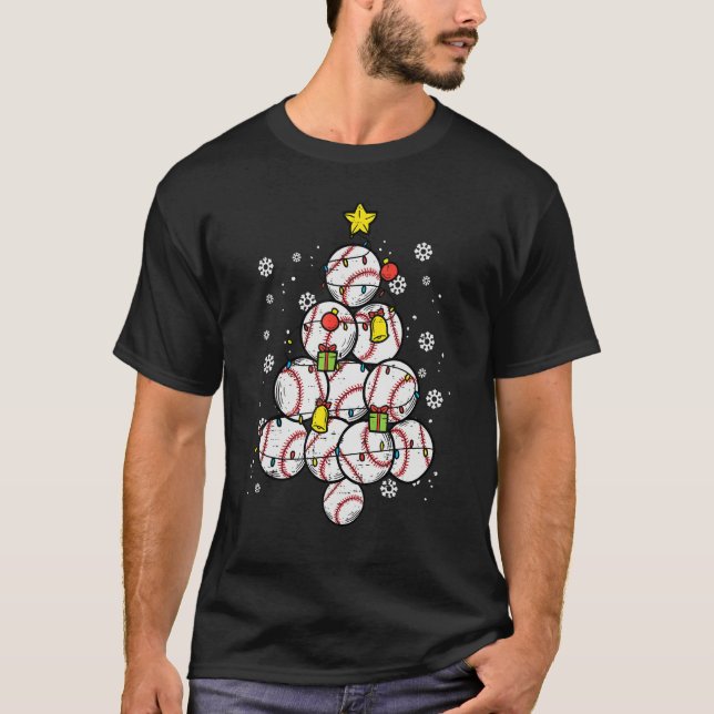Camiseta Baseball Christmas Tree Xmas Sports Player Men Wom (Anverso)