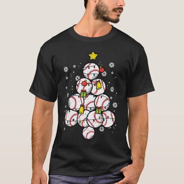 Camiseta Baseball Christmas Tree Xmas Sports Player Men Wom (Anverso)