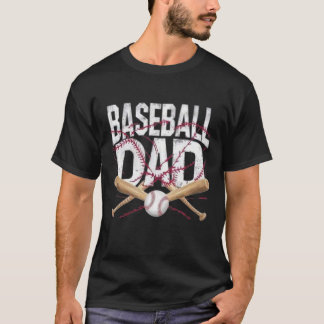 Camiseta Baseball Dad Distressed Crossed Bats Sports Father