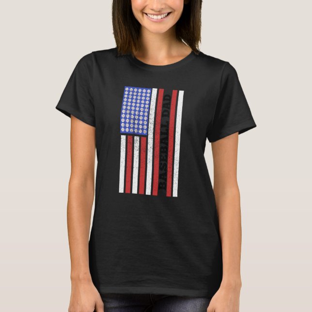 Camiseta Baseball Dad USA Flag Baseball Player Fan Coach (Anverso)